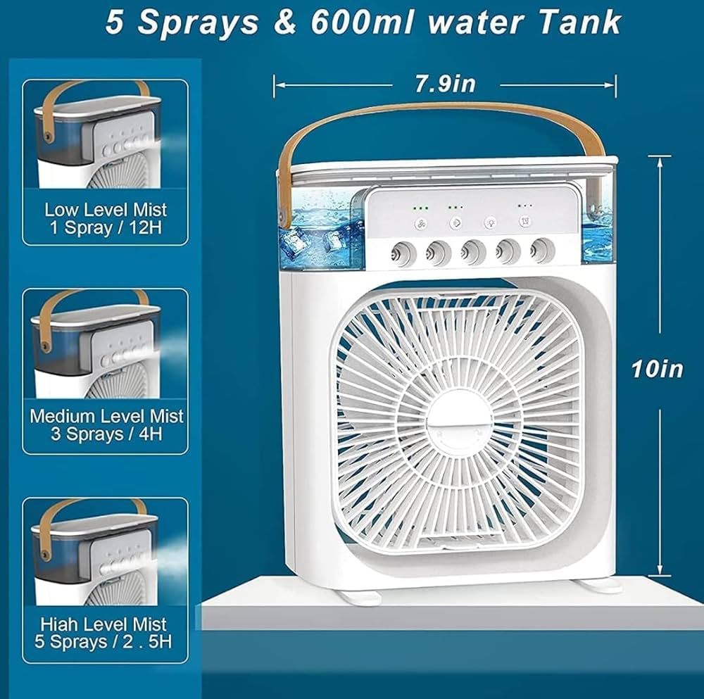Mini Portable Air Cooler Fan | 3-in-1 Air Conditioner, Humidifier & Purifier (USB Powered)