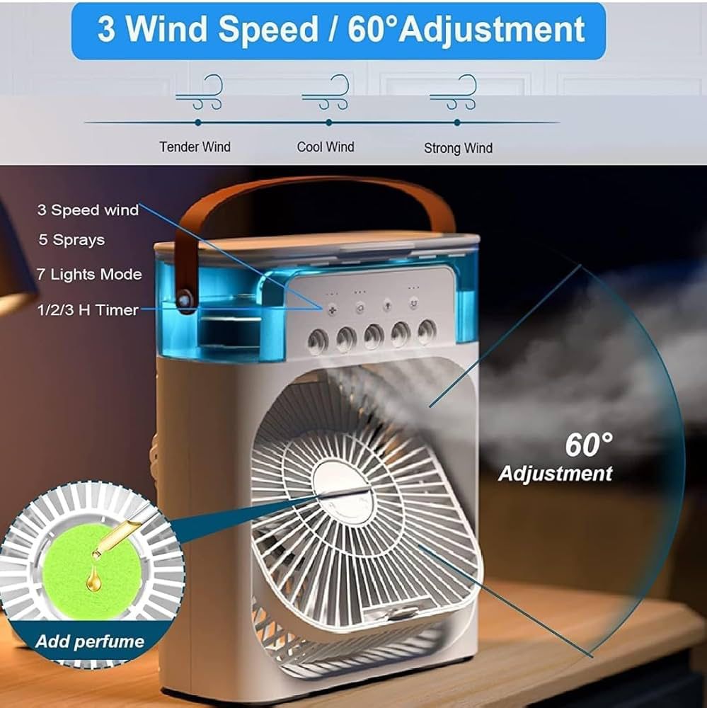 Mini Portable Air Cooler Fan | 3-in-1 Air Conditioner, Humidifier & Purifier (USB Powered)