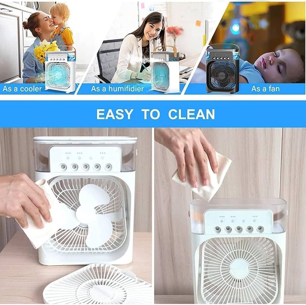 Mini Portable Air Cooler Fan | 3-in-1 Air Conditioner, Humidifier & Purifier (USB Powered)