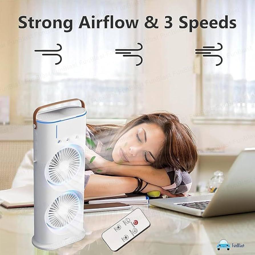 Double-Ended Spray Fan | Dual Mist Cooling Fan with Remote Control & USB Rechargeable