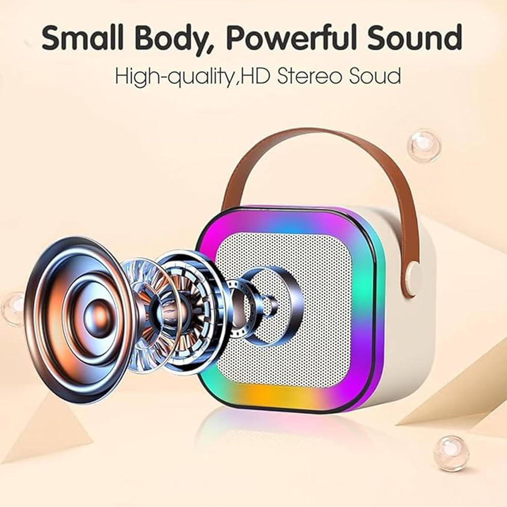 K12 Multifunction Bluetooth 5.3 Speaker with Wireless Mic, LED Lights, TF/USB/AUX Support
