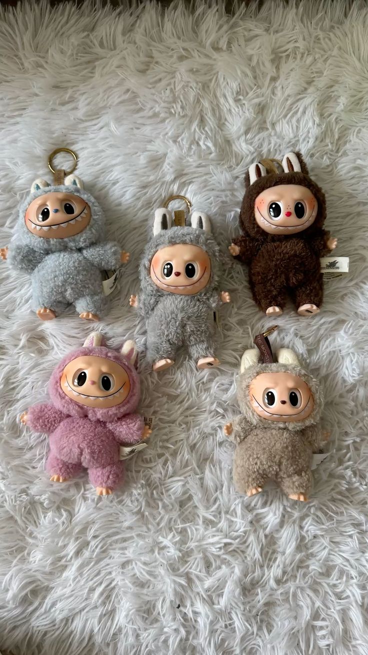 Mini Fluffy Monster Bunny Plush Keychain